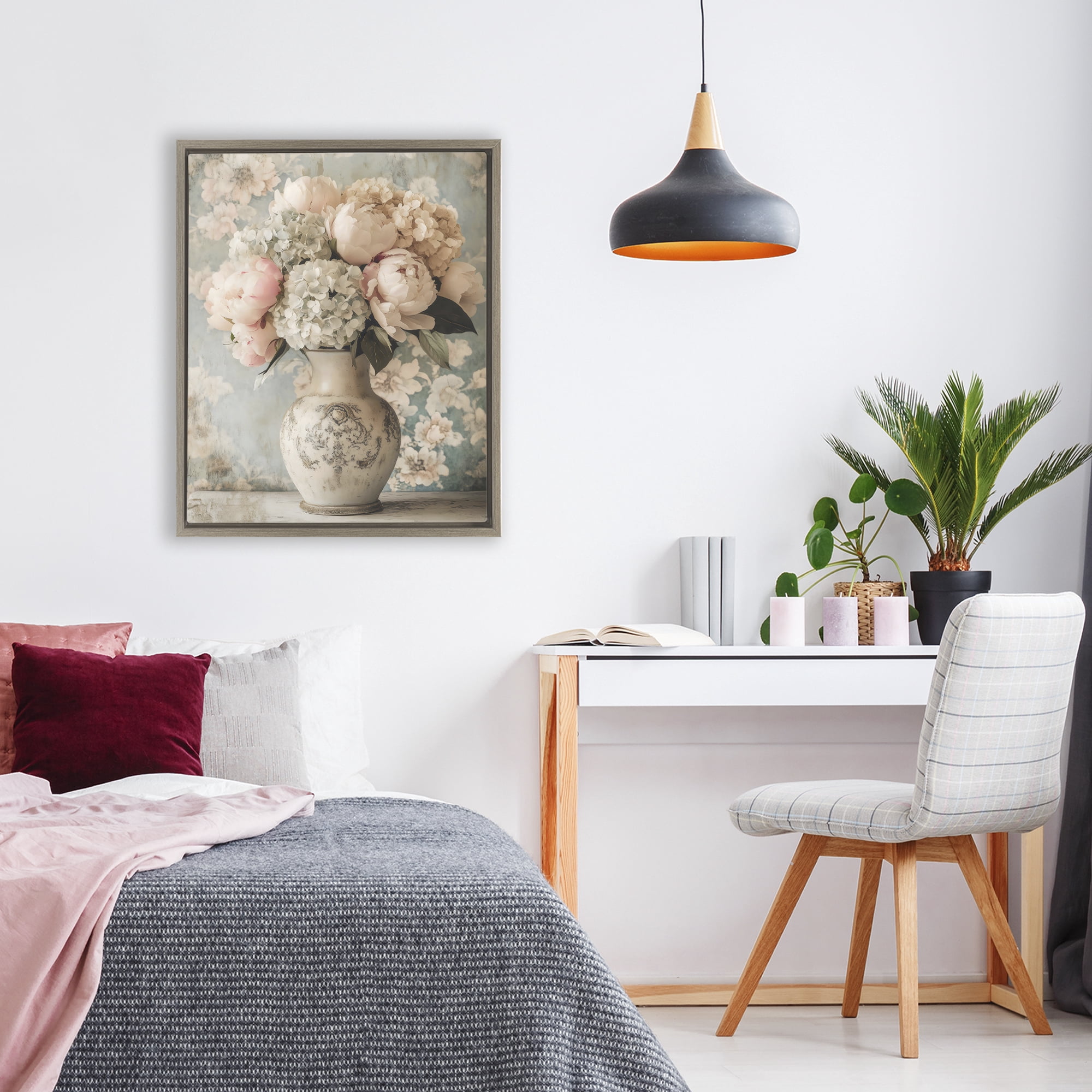 Stupell Industries Delightful Arrangement of Flowers Brown Framed Floater Canvas Wall Art, design by Creative Studio