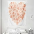 thumbnail image 1 of Peach Tapestry, Valentines Day Inspired Heart Shaped Blooming Roses Bouquet with Romantic Design, Wall Hanging for Bedroom Living Room Dorm Decor, 60W X 80L Inches, Salmon Peach, by Ambesonne, 1 of 2