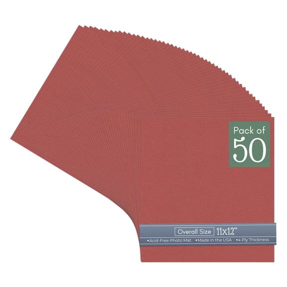 Brick Red 11x12 Uncut Art Mat Board - No Opening - 50 Mats