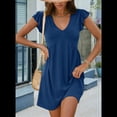 thumbnail image 3 of Vestido Tipo Chaleco Holgado con Mangas de y Escote en V Profundo para Mujer, Color Azul, Talla S, 3 of 6