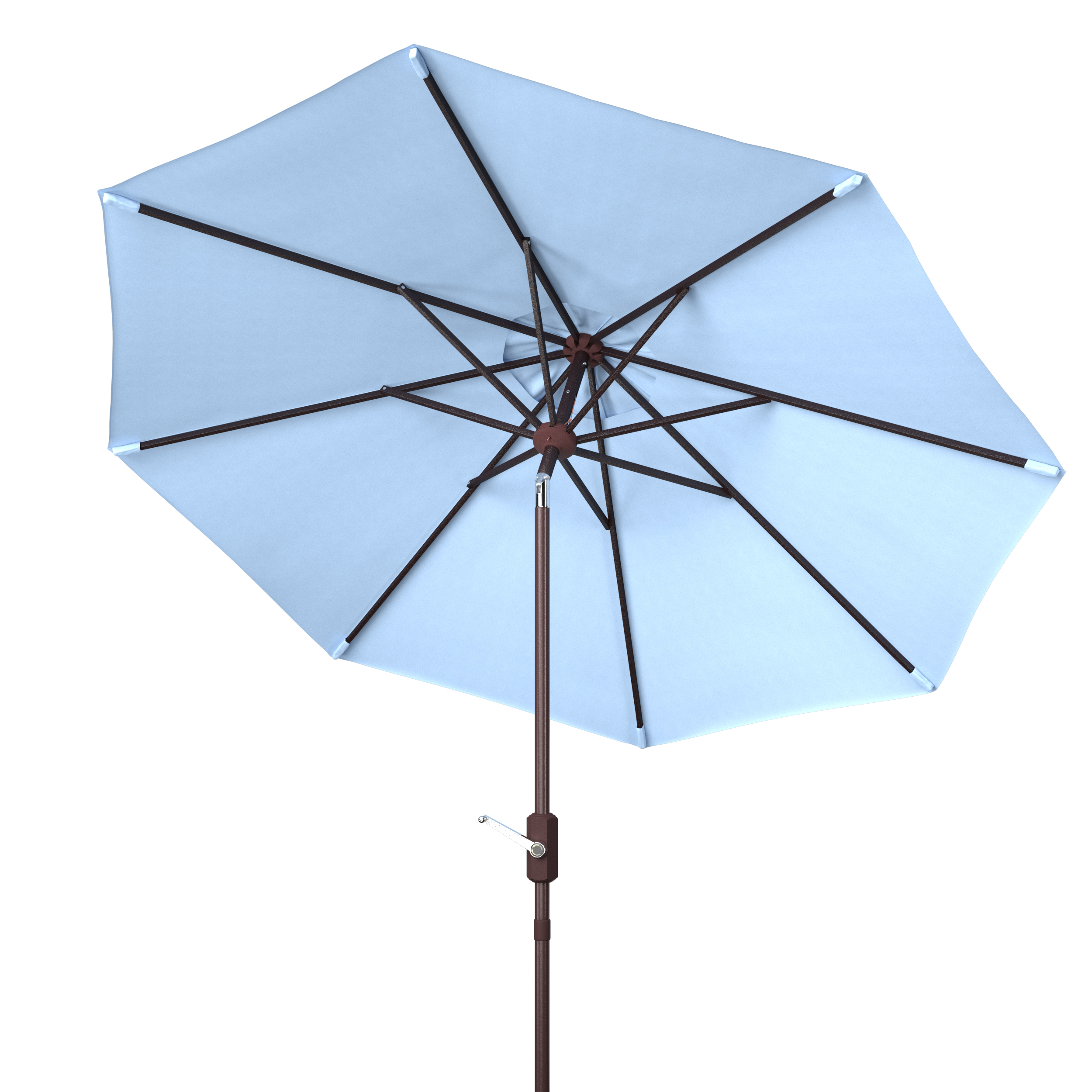SAFAVIEH Ortega 9' Market Crank Auto Tilt Patio Umbrella, Baby Blue