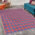 thumbnail image 2 of Plaid Decorative Rug, Lumberjack Fashion Buffalo Checks Pattern Retro Style Grid Composition, Quality Carpet for Bedroom Dorm and Living Room, 6 Sizes, Vermilion and Sea Blue, by Ambesonne, 2 of 4