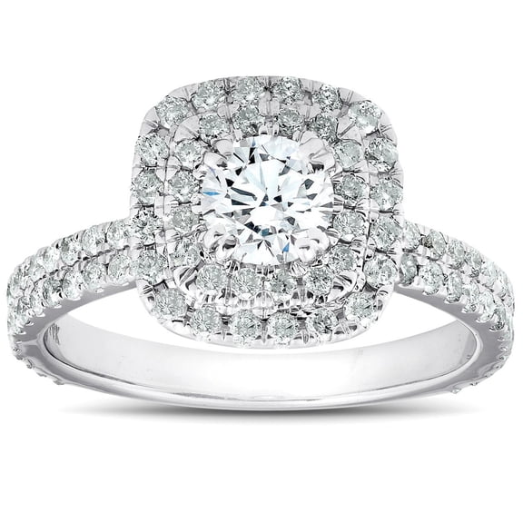 Edge Jewel Silver 14K White Gold Over Ring - Round Cut 1.2 Ct VVS1/D Diamond Ring - Latest Engagement Diamond Ring for Women's - Valentine Proposal Rings - Bridal Wedding Diamond Rings for Her