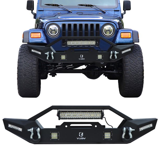 Vijay Steel Fits 1997-2006 Jeep Wrangler TJ Front Bumper with Winch Seat  and D-rings 