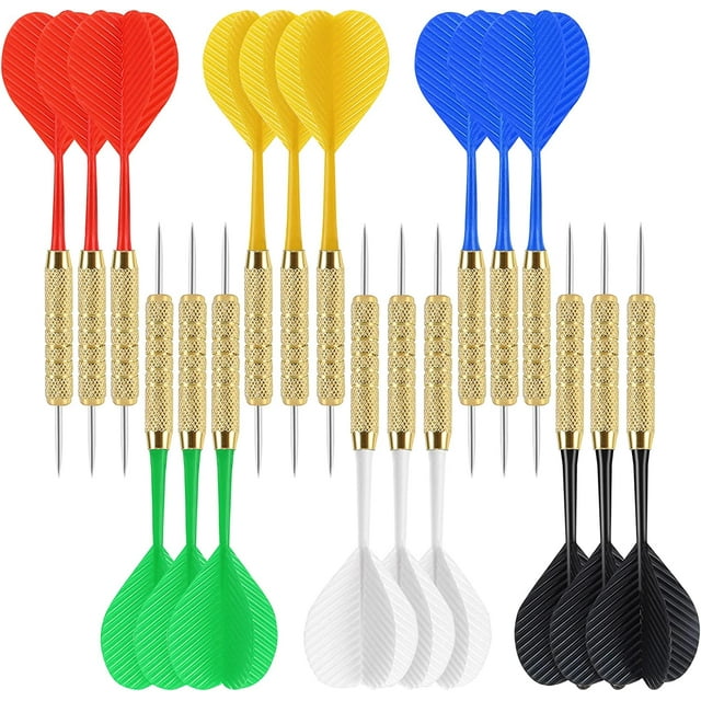 Lot de 18 Fléchettes à Embout d'Acier, Ensemble de Fléchettes à Embout Métallique de 18 Grammes, Ensemble de Fléchettes à Embout Métallique, Fléchettes en Métal pour Plateau de Fléchettes