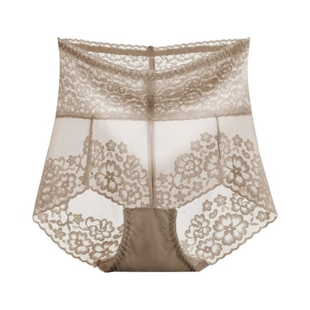 Vblhal Womens Plus Size Sexy Underwear Thin Lace Lingerie Full Coverage Panties Butt Lift Briefs Soft Transparent Underpants High Waisted Panty