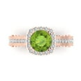 thumbnail image 2 of 2.7ct round cut green natural peridot 14k rose gold halo Bridal Wedding Engagement Promise Anniversary Ring for Women size 4.25, 2 of 7
