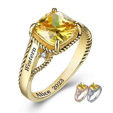 Mementos PJM Custom Class Rings for Women High School or College Graduation-Sterling Silver/Gold