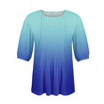 thumbnail image 5 of IYYVV Womens Puff Short Sleeve Tunic Tops Pleated Crew Neck Blouses Dressy Casual Loose Fit Spring And Summer T Shirts Royal Blue 2XL, 5 of 6