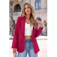 thumbnail image 3 of Blazer PRETTYGARDEN Rojo Rosa Oscuro Talla Grande con Solapa Clásica, 3 of 8