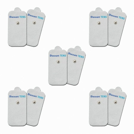 TENS Electrodes - XL 2" x 4" Replacement Pads for TENS Units - 5 Pairs of Snap TENS Unit Electrodes (10 TENS Unit Pads) - Discount TENS Brand