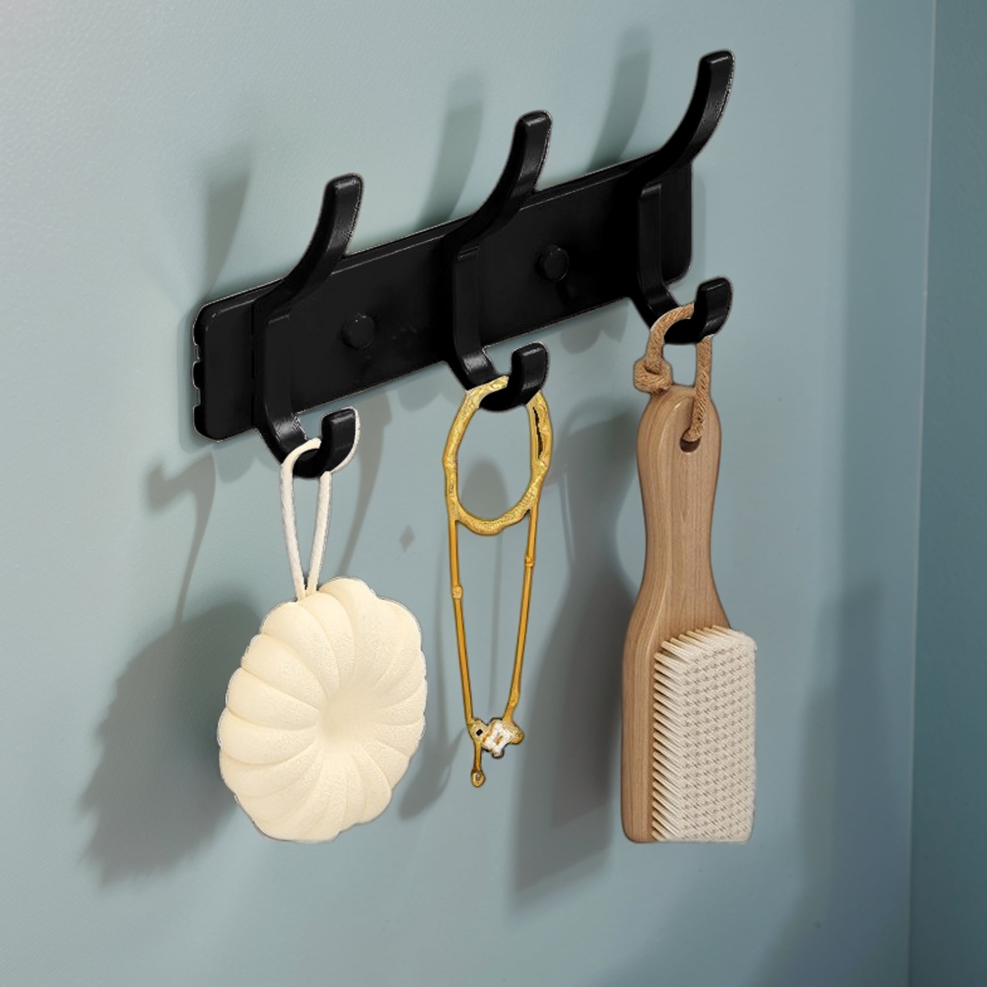 Unique Bargains Coat Rack Wall Mount Hook Black 6.9x1.2x6