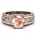 thumbnail image 4 of Anillo de oro rosa de 14 quilates con baño de oro y diamantes separados en color champán, joyería versátil, joyería de mano, estilo fresco y dulce, 4 of 5