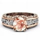 thumbnail image 3 of Anillo de oro rosa de 14 quilates con baño de oro y diamantes separados en color champán, joyería versátil, joyería de mano, estilo fresco y dulce, 3 of 6