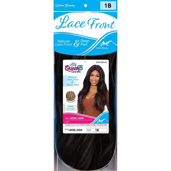 QueenB Synthetic Lace Wig, Center Part, Loose Wave, #1B - Joan