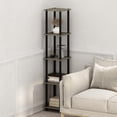 thumbnail image 2 of Furinno Turn-N-Tube 5-Tier Corner Square Rack Display Shelf, French Oak Grey/Black, 2 of 6
