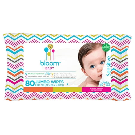 bloom BABY Sensitive Skin Unscented Baby Wipes, 5 packs of 80