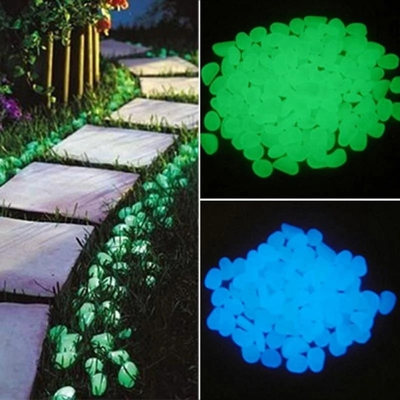 100Pcs/Set Glow In The Dark Pebbles Stone Garden Fish Tank Walkway Decoration 