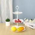 thumbnail image 5 of 3-Tier Cupcake Stand | White Plastic Dessert Tower Display Tray | For Parties, Weddings & Events | 10.2 x 10.2 x 15.8 inch Multi-Layer Serving Platter, 5 of 6