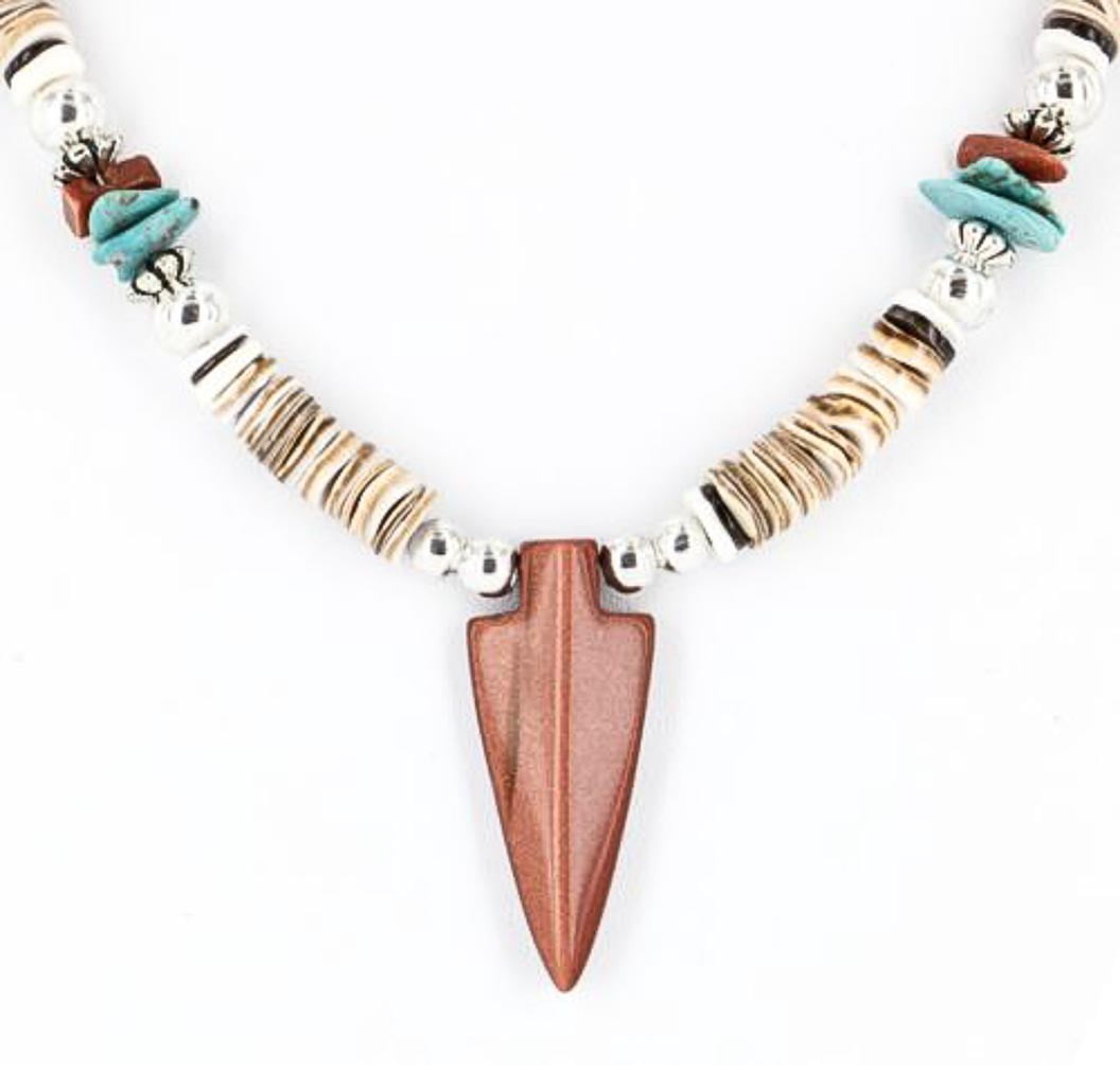 Native American Carved Mother-of-Pearl Shell Eagle Necklace Heishi - Ruby  Lane