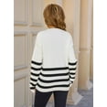 thumbnail image 6 of Womens Fall Fashion Long Sleeve Color Block Oversized Sweater Trendy Casual Crew Neck Knitted Pullover White XL, 6 of 9
