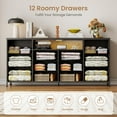 thumbnail image 6 of Ataucjin 63" Dresser TV Stand for 65 70 75 Inch TV, Fabric Chest of Drawers with Charging Station, LED Lights, Open Shelves & 12 Drawer Dresser, Modern Entertainment Center, 6 of 7