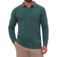thumbnail image 1 of Camisa de polo de punto de negocios de color sólido de manga larga para hombre XL verde oscuro, 1 of 6