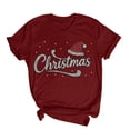 thumbnail image 5 of Frostluinai Christmas Rhinestone Tee Shirts Women Crew Neck Xmas Party Shirt Funny Letter Print Short Sleeve Tshirts S-XXL, 5 of 7