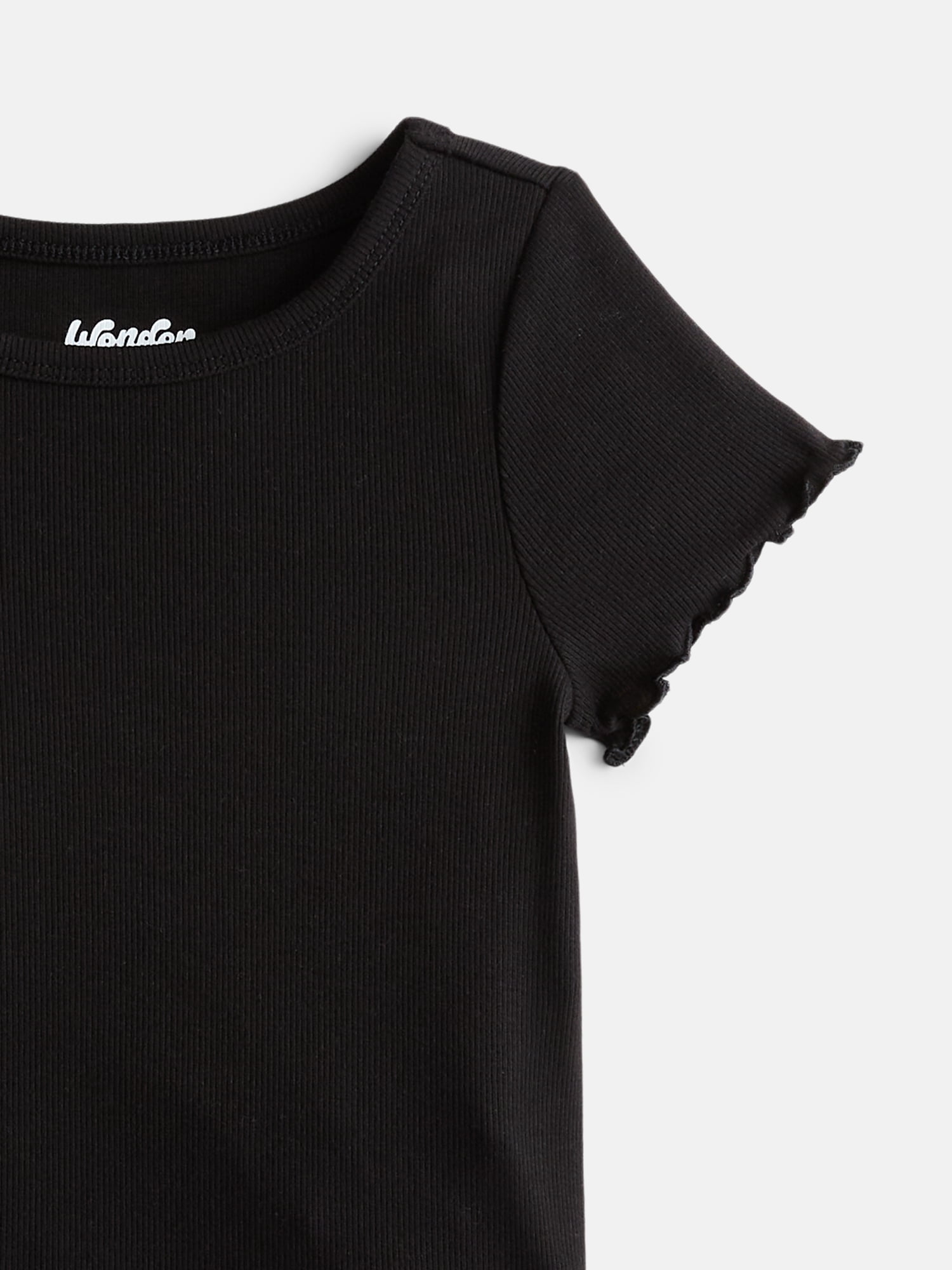Wonder Nation Girls Lettuce Edge Tee with Short Sleeves, Sizes 4-18 & Plus