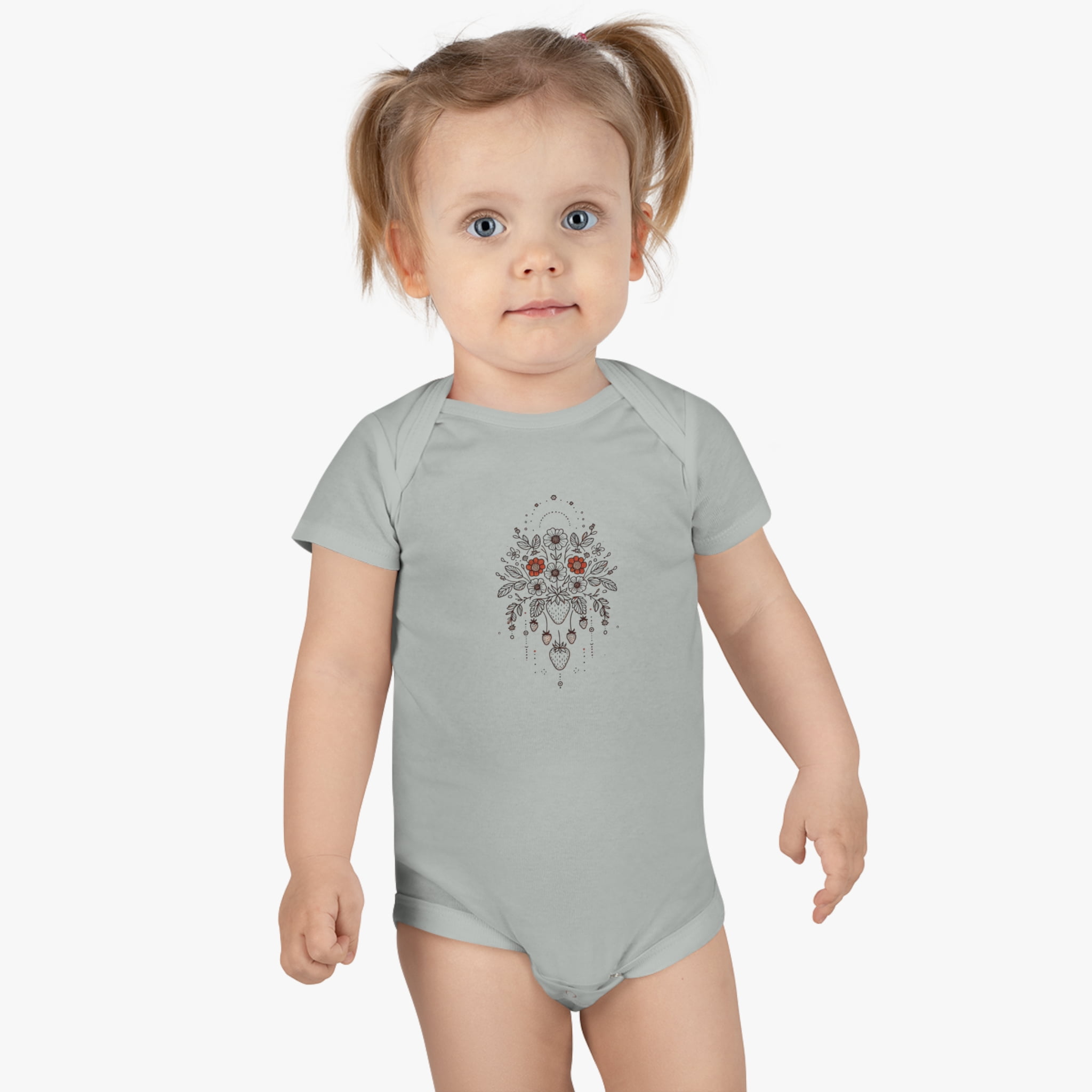 Adorable Baby Onesie® with Strawberry Floral Design - 3 Color Options
