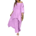 thumbnail image 1 of 2pcs/set Loose Solid Two Piece Sets Loose Pants Suit for Shopping (Blue S), 1 of 7