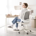 thumbnail image 3 of NEO CHAIR Office Desk Gaming Ergonomic Computer Chair with Lumbar Back Support Adjustable Height Swivel Rolling Wheels Flip-up Arms Mesh Chair for Home Vanity (Ivory), 3 of 8