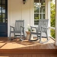 thumbnail image 2 of Flamaker Outdoor Rocking Chairs, PP Material Patio Rocking Chairs All Weather Resistant, Heavy Duty Rockers with High Back for Patio Backyard Porch (Gray), 2 of 14