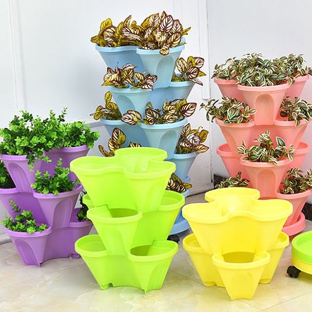 PENGXIANG Stackable Plant Pot Creative Petal Design Multi Layers Plant Container Garden Tools Green One Size