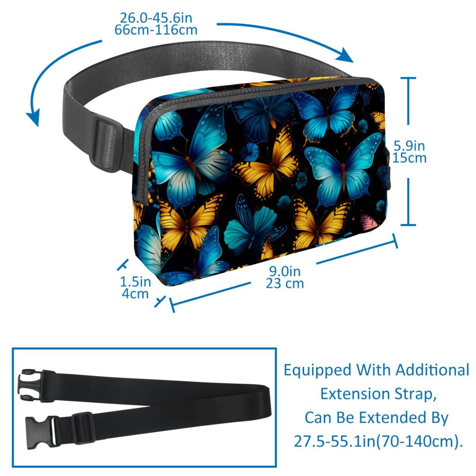 Butterfly Running Belt Fanny Pack Belt Bag with Extension Strap Lightweight Adjustable Unisex
