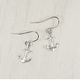 thumbnail image 4 of Dainty and Small Sterling Silver Anchor Earrings, Hypoallergenic Platinum Ear Wires, 4 of 4