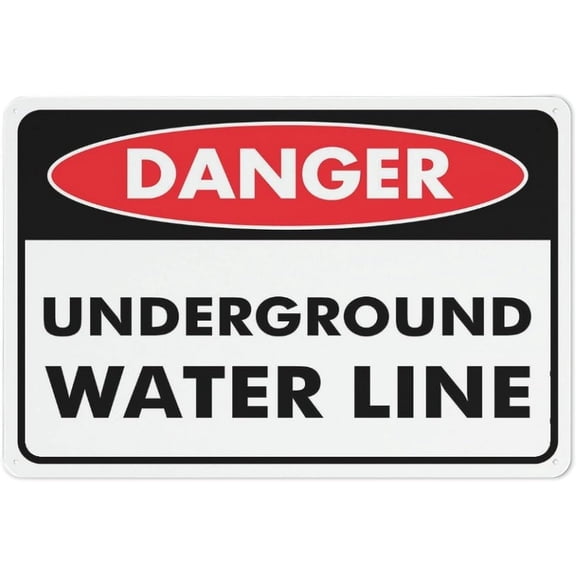 Danger Underground Water Line Sign Signs Outdoor, Uv Printed Aluminum 12 X 8 In, Weatherproof And Security Signs For Home Or Business