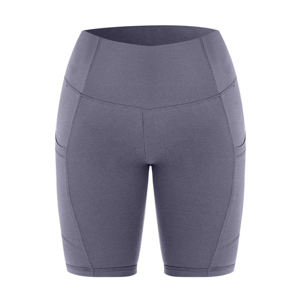 aurora X Womens High Waist Solid Workout Yoga Shorts with 2 Hidden Pockets  Tight Shorts Gray L - Walmart.com