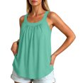 thumbnail image 6 of Women's Square Neck Pleated Sleeveless Tank Tops with Built in Bra Loose Flowy Beach Tank Shirts Lightweight Casual Summer Cami Blouses Mint Green, 6 of 6