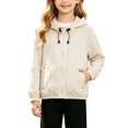 thumbnail image 2 of PureCasa Girls Windbreaker Hooded Jackets Lightweight Solid Color Zippered Hooded Casual Loose Jacket Sun Protection Top, 2 of 8
