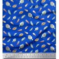 thumbnail image 1 of Soimoi Blue Rayon Fabric Bird & Feather Print Fabric by the Yard 42 Inch Wide, 1 of 5