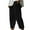Black, variant on Mchoice Linen Pants Women Summer Fashion Solid Color Drawstring Pants Casual Loose Pockest Elastic Waist Trousers Capris Pants