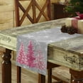 thumbnail image 3 of Abstract Christmas Tree Table Runner-Cotton Linen- 48 Inch Holiday Dresser Scarves, Blush Pink Xmas Snowflake Grey Tablerunner for Kitchen Coffee/Dining Bedroom Living Room Dinner Scarf Décor 13x48, 3 of 7