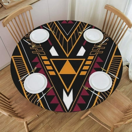 

Patterns Tribal Motifs Aboriginal Style Orange Dark Brown Oil Proof Round Table Cover for Farmhouse and Holiday 40 -48 24jl19caA179