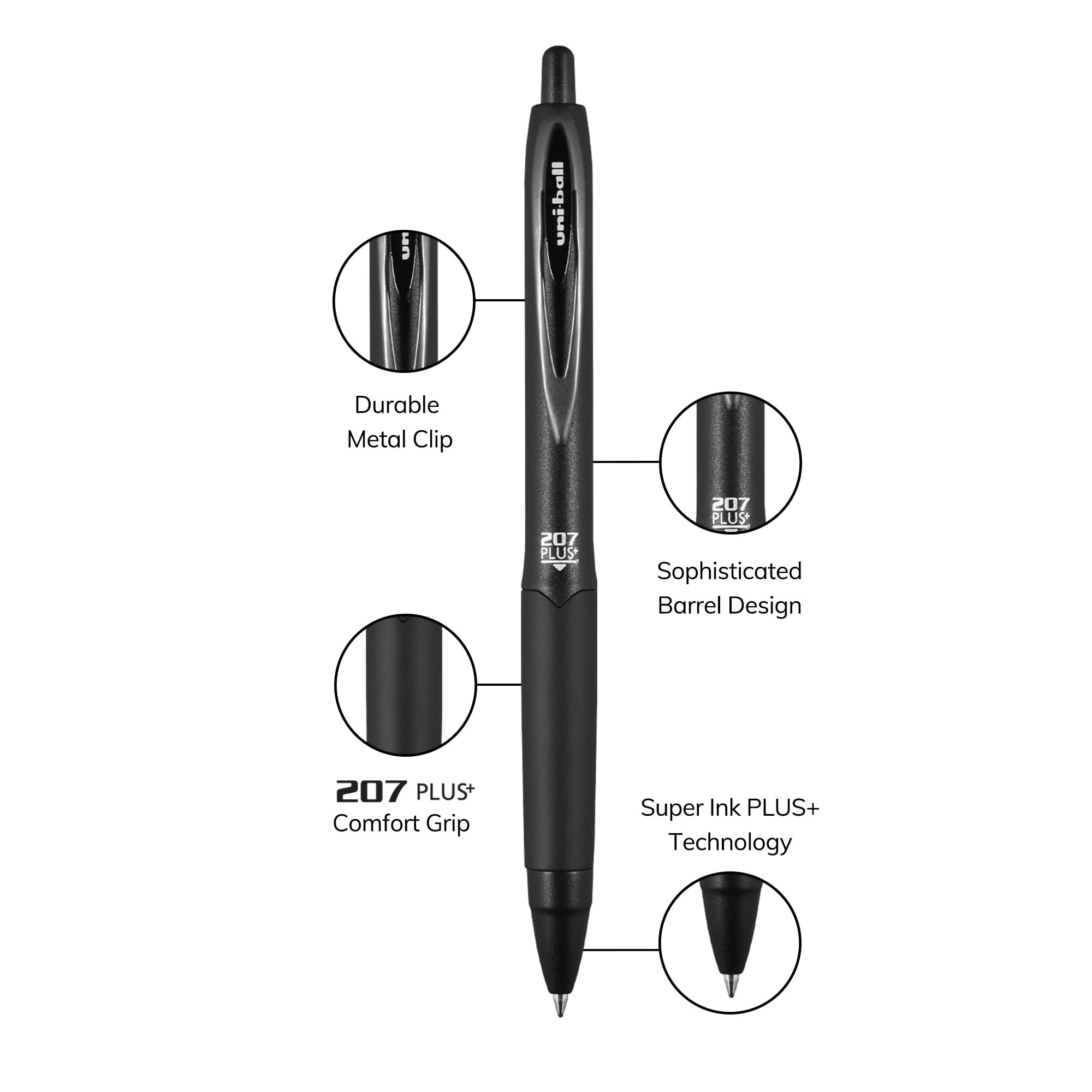 uniball 207 Plus+ Retractable Gel Pens, Medium Point, 0.7mm, Assorted Ink Colors, 8 Count