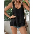 thumbnail image 2 of Women'S Flowy Layered Tank Top Scoop Neck Sleeveless Blouses Shirts Casual Vacation Tops Black XL, 2 of 7