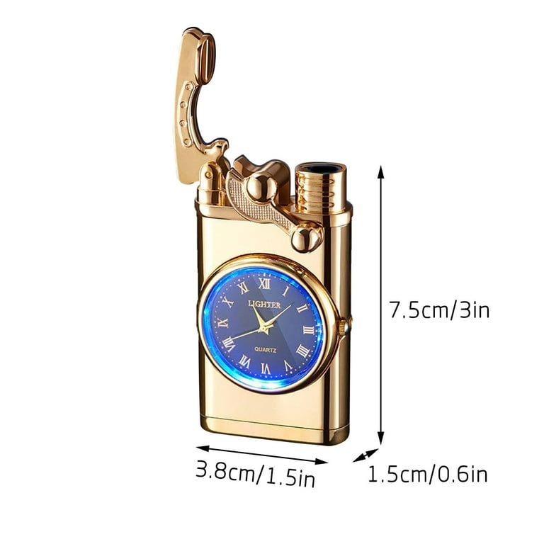fancy cigarette lighter Windproof Lighter Vintage Watch Bezel Jet Flame Torch 3 Inch Retro Cigar  Lighter Small