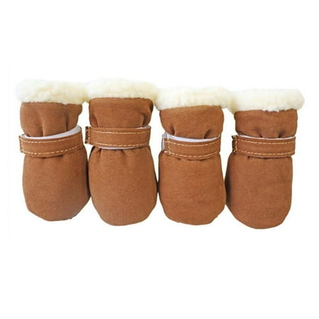 4pcs/set Super Warm Pet Dog Cat Shoes Dog Boots Winter Puppy Cat Rain Snow Booties Footwear for Small Dogs Chihuahua Non-slip