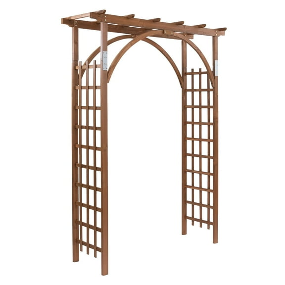 Qiushi  85 in Wooden Garden Arbor Arch, 7 Ft Wedding Arch for Ceremony, Outdoor Wood Trellis for Plant Climbing, Christmas Decor Pergola for Garden Backyard Lawn Patio(Brown)