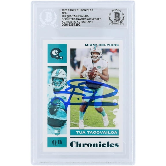 Tua Tagovailoa Miami Dolphins Autographed 2020 Panini Chronicles Teal #60 Beckett Fanatics Witnessed Authenticated Rookie Card - Fanatics Authentic Certified